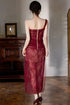 Wine Red Tulle and Lace One Shoulder Party Dress, A-line Wine Red Wedding Party Dress